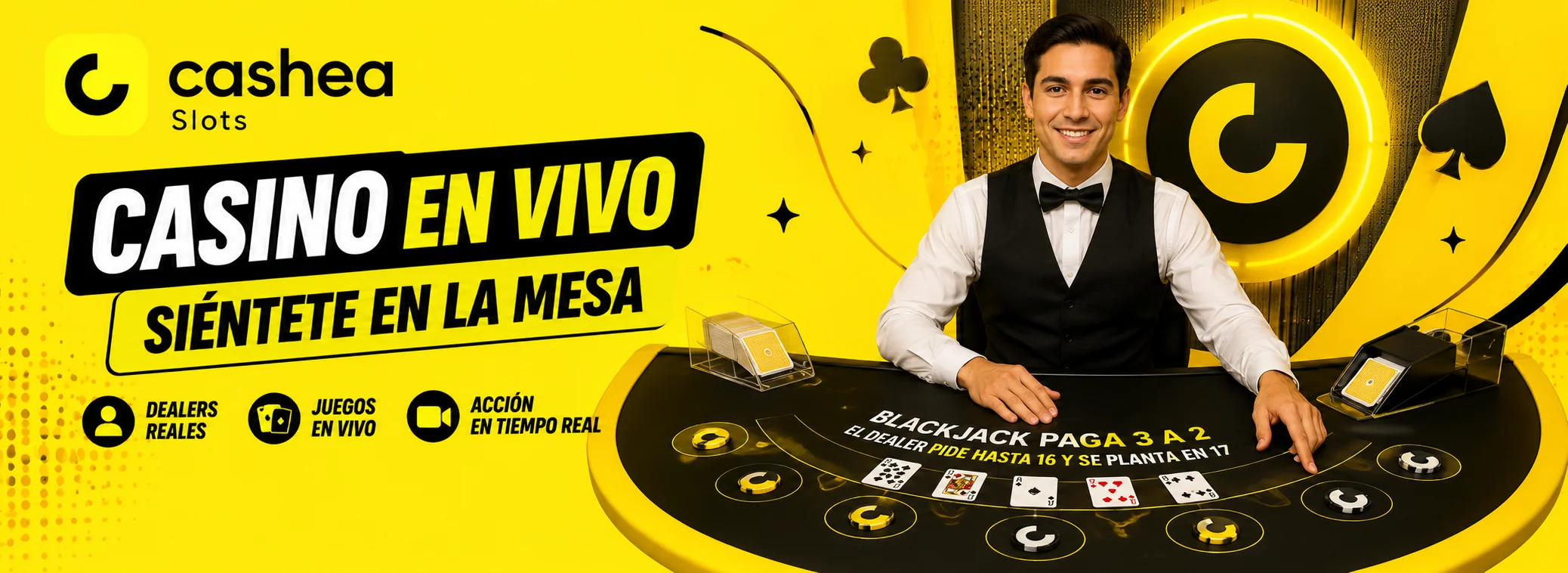 Casino en vivo de Cashea Slots con mesas de Evolution y crupier en español